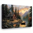 thumbnail image 3 of 2D Flat, A Horizontal Wooden Frame Featuring a Canvas Wall Art of a Lakeside Country Cabin, Complete with a Framed Sunset Landscape Print, Suitable for Versatile Home Decor in Living Rooms,, 3 of 7