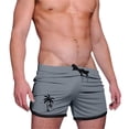thumbnail image 1 of Pantalones Cortos Casuales de la Malla de la Impresión Del Árbol de Palma de los Hombres Tres Cuartos de Pantalones Cortos Deportivos, Pantalones Cortos de Entrenamiento de Ejercicio Respirables con B, 1 of 3