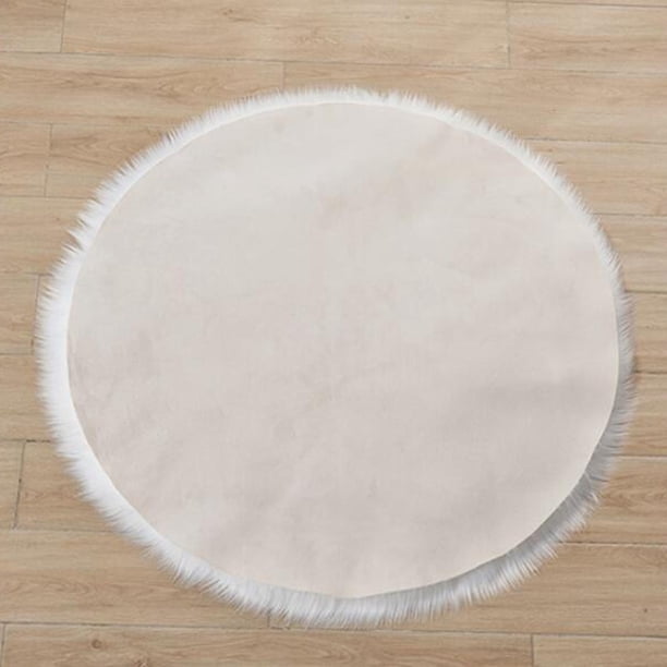 Alfombra de , de diámetro, moderna, suave, forma forma forma , decoración de piel sintética, , felpudo lavable, alfombra para habitación de blanco BLESIY Alfombras de área
