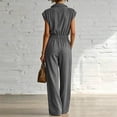 thumbnail image 6 of Tqcoqu Rompers for Womens,Summer Short Sleeve Half Zip Lapel Collar Tunic One Piece Jumpsuit with Pockets,Dark Gray Women's S-XXXL, 6 of 7