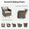 thumbnail image 3 of Planntonneo Wicker Patio Chairs Set of 2, Outdoor Swivel Glider Rocking Chairs with 4'' Beige Cushions for Porch Balcony Backyard, 3 of 8