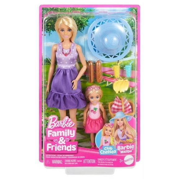 Mattel MTTJBF43 Barbie - Malibu & Chelsea Action Figures - Pack of 2 - 4 per Pack