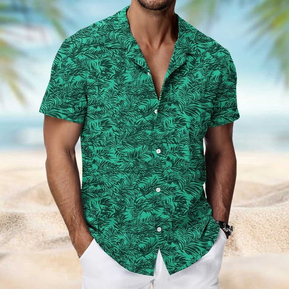 DIOAZUD Hawaiian Button Down Shirts for Men Summer Casual Short Sleeve Shirt Lightweight Comfy T-Shirts Beach Tshirts