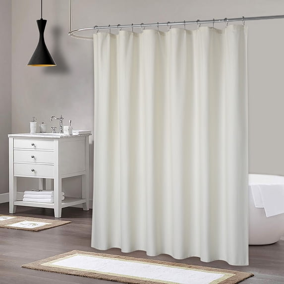 Microfiber Shower Curtain Set Embossed Pattern Shower Curtain or Liner Modern Farmhouse Bathroom Shower Curtain, 72"×84", Cream