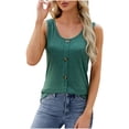thumbnail image 2 of aidice Tank Tops for Women Cotton Sleeveless Button Crewneck Tops Summer Vacation Beach Tanks Solid Color, 2 of 5