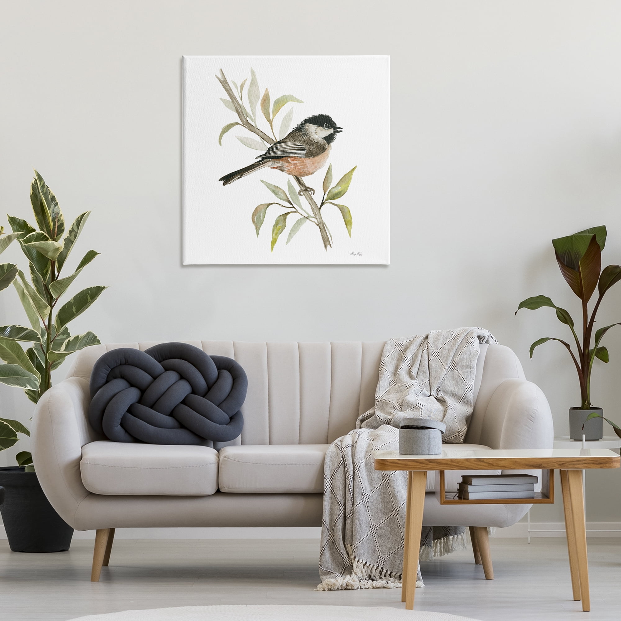 Stupell Industries Sparrow on Branch Animals & Insects Painting Gallery Wrapped Canvas Art Print Wall Art, 30 x 30