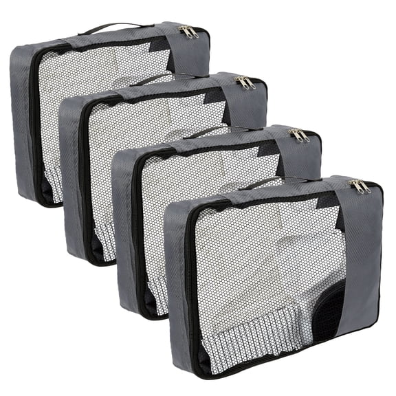4 Pcs Space Saving Packing Cube Oxford Cloth Travel Organizer Set with Zipper Mesh Top Travel Storage Bag for Suitcase Duffel Bag Backpack