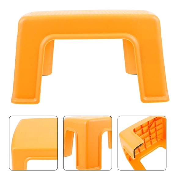 Topbathy 1Pc Orange Creative Footstool Plastic Household Stool with Anti Skid Surface