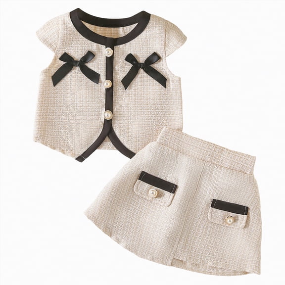 HCNTES Birthday Outfit Girl Baby Shirt Mesh Tulle Skirt Cute Birthday Clothes 2Pcs(Beige,18-24 Months)