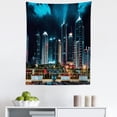 thumbnail image 1 of City Tapestry, Shanghai China Office Building Skyscrapers Night View Scenery Modern View, Fabric Wall Hanging Decor for Bedroom Living Room Dorm, 5 Sizes, Dark Teal and Burgundy, by Ambesonne, 1 of 1