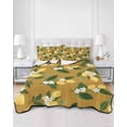 thumbnail image 2 of Quilts Twin-XL Size Bedding Set, Lemons Leaves Lightweight Quilted Comforter, Summer Fruits Floral Botanical Brown Soft Reversible Bedspread Coverlet with Pillow Covers for All Season, 68" x 98", 2 of 7