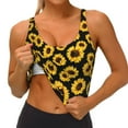 thumbnail image 3 of Picia Sunflower 6 Sports Bra for Women,Padded Strappy Sports Bras Medium Support Yoga Bra with Removable Cups,Running Yoga Bra-Small, 3 of 9