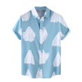 thumbnail image 1 of Playeras Camisa de personalidad de Halloween para hombre, camiseta de manga corta con botones, camisa festiva (Blue, 3XL), 1 of 6