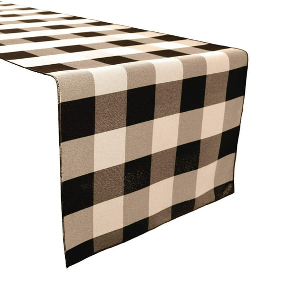 Poplin Table Runner Buffalo Gingham Checkered Black and Beige