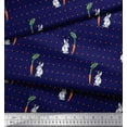 thumbnail image 3 of Soimoi Rayon Crepe Fabric Carrot & Rabbit Dots Decor Fabric Printed Yard 46 Inch Wide, 3 of 5