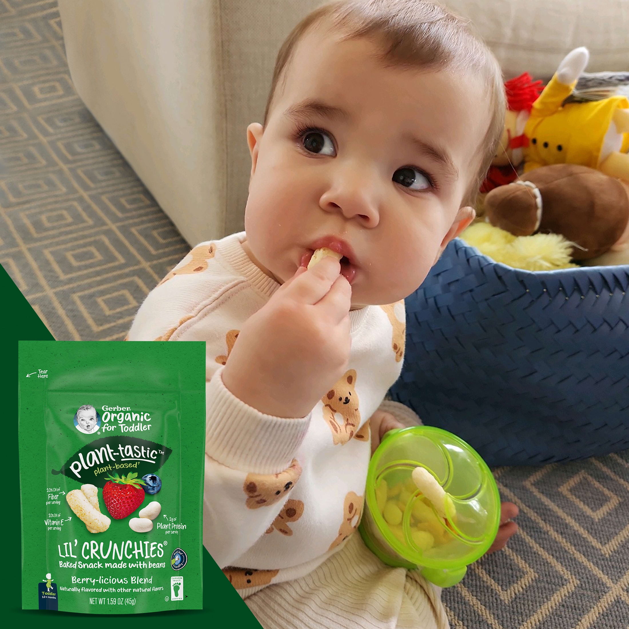 Gerber Toddler Baby Snacks, Organic Lil Crunchies, Berry-licious Blend, 1.59 Ounce 1.59 oz
