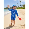 thumbnail image 5 of BemeyourBBs Toddler Baby Boy Girl One Piece Swimsuit Kids Infant Bathing Suit Long Sleeve Rash Guard Half Zipper Shark Swimwear Sunhat Set UPF 50+, 5 of 9