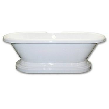 Cambridge Plumbing ADE60-PED-DH 60 x 30 in. Acrylic Double Ended Pedestal Bathtub with 7 in. Deck Mount Faucet Drillings