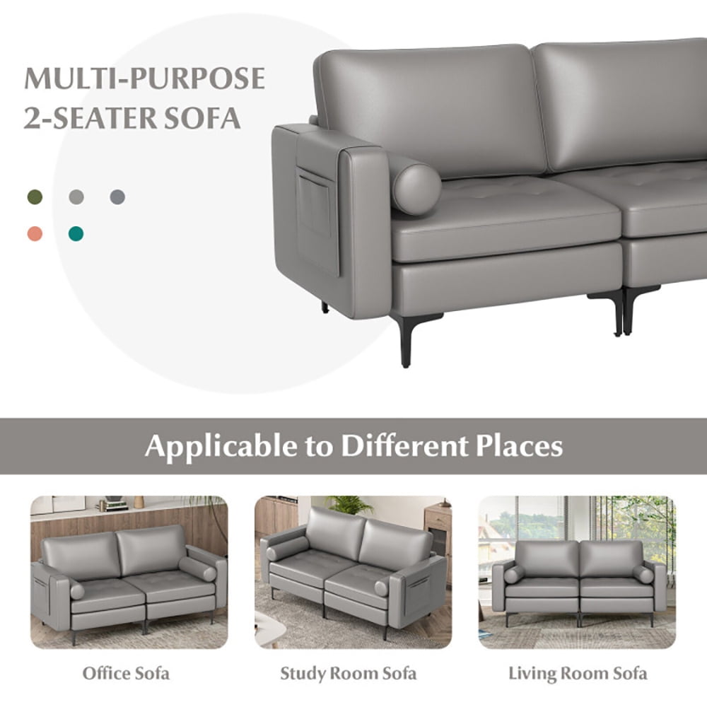 Finihen Loveseat Sofa, Modern Loveseat Sofa with 2 Bolsters and Side Storage Pocket, for Living Room, Bedroom, Light Gray Finihen Loveseat Sofa, Modern Loveseat Sofa with 2 Bolsters and Side Storage Pocket, for Living Room, Bedroom, Light Gray