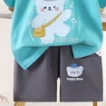 thumbnail image 5 of KPOPLK Toddler Baby Boy Summer Clothes Set 12 18 24 Months 2T 3T 4T 5T Letter Print Short Sleeve Crew Neck T Shirt Elastic Waist Shorts 2 Piece Outfits Size 18-24 Months,Sky Blue, 5 of 6