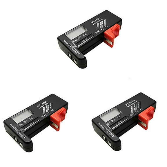 3X BT-168D Battery Tester Digital Battery Tester Battery Capacity Tester BT168D Tester for AA/AAA/C/D/9V/1.5V Battery,3 x BT-168D Battery Tester,Black&Red