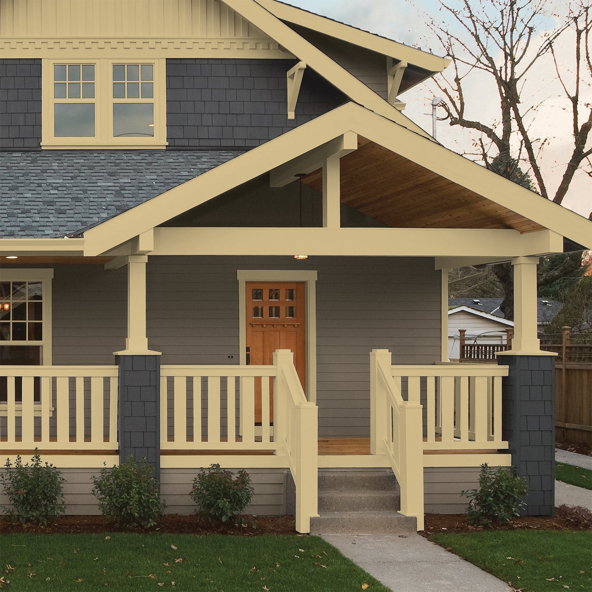 Glidden One Coat Appalachian Trail / Yellow Semi-Gloss Exterior Paint with Primer, 1 Gallon