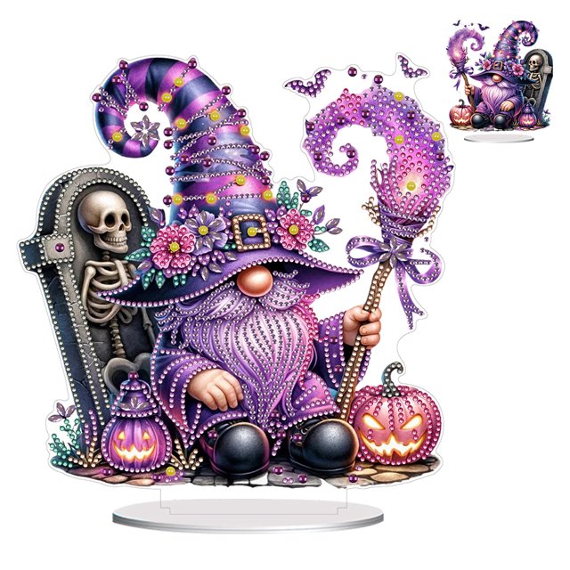 Kit Adornos Mesa Con Pintura Diamantes Acrílico Tema Halloween