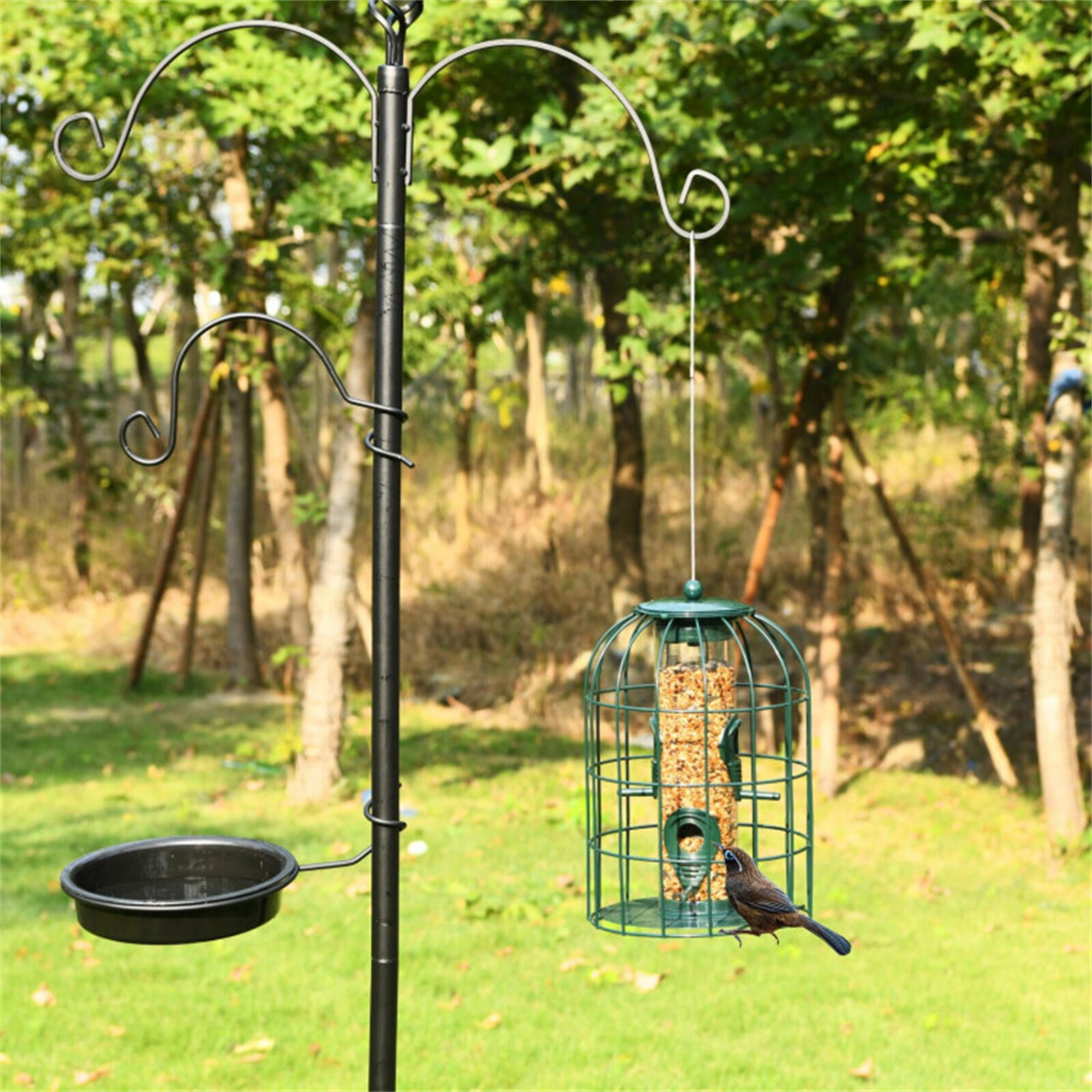 Kadyn 10" Bird Feeder for Outside Hanging, Metal Seed Guard Deterrent House Squirrel-proof Caged Tube Wild Hut, Green