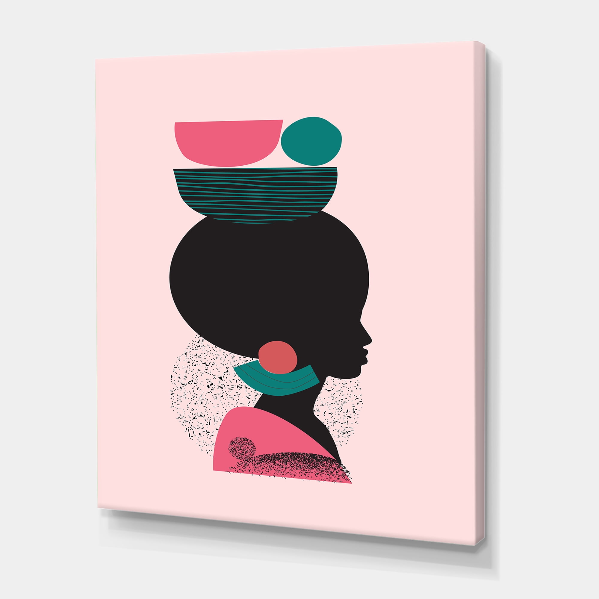 Designart ' Ethnic Geometric Silhouette of African American II ' Modern Canvas Wall Art Print