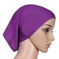 thumbnail image 4 of HuangHuanChen Women's Muslim Hijab Cap Soft Solid Color Short Cotton Head Cover Under Scarf Shawl Turban Hat Purple, 4 of 7