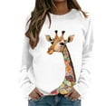 thumbnail image 4 of Puliio Women's Sweatshirts Fashion Giraffe Printing Crewneck Long Sleeve Pullover Sweatshirt Winte Drop Shoulder Casual Hoodie Plus Size Pullover Tops, 4 of 4
