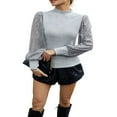 thumbnail image 3 of Ladies‘ Knitted Tops  Turtleneck Sequined Long Sleeve T-shirts for Fall, 3 of 7