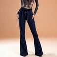 thumbnail image 2 of Women's Dark Wash High Waisted Flared Denim Jeans Retro Wide Leg, 2 of 9