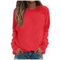 thumbnail image 2 of Crewneck Sweatshirts for Women Solid Color Long Sleeve Shirts O-Neck Pullover Tops, 2 of 5