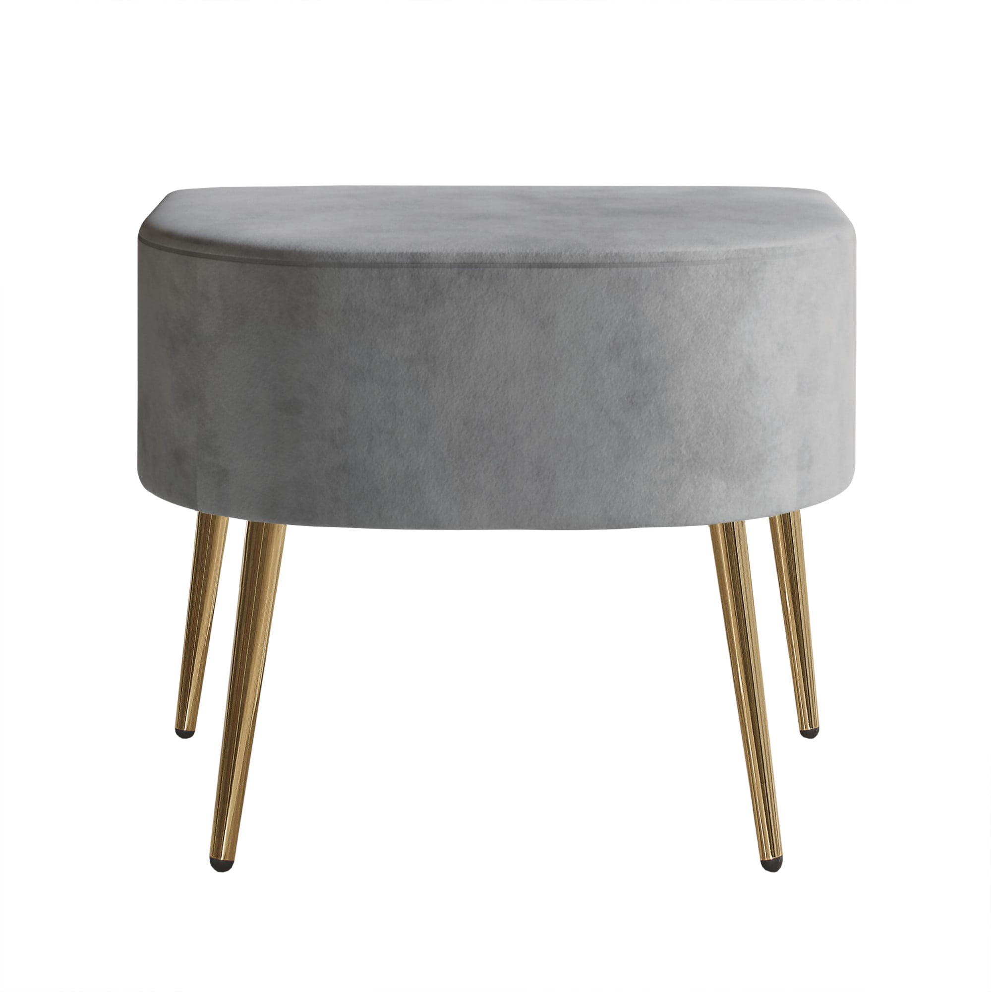 Home Design Cassy Tufted Velvet Flared Arm Chair with Ottoman Stool, Gold Metal Legs and Modern Accent Seating