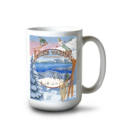

15 fl oz Ceramic Mug Lake Tahoe California Winter Views Dishwasher & Microwave Safe
