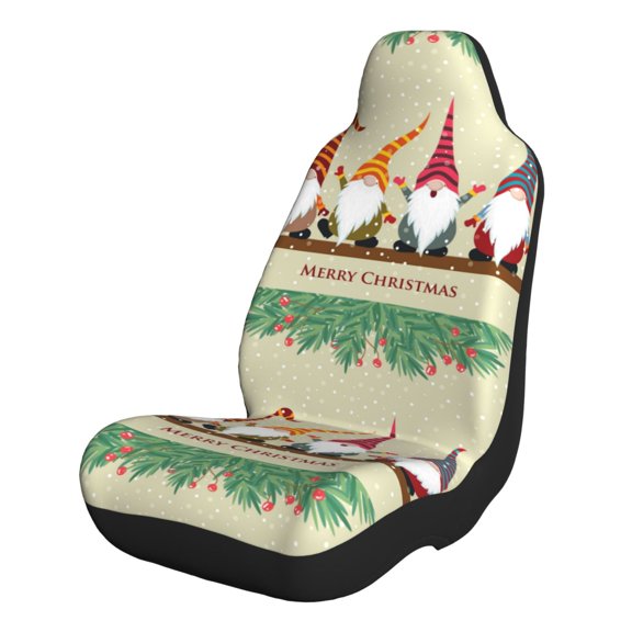 Xecao Christmas Card With Gnomes for Automotive Seat Covers for Cars Trucks and SUVs – Gray Car Seat Covers for Front Seats, Truck Seat Protectors-1