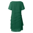 thumbnail image 4 of Women's Summer Dress Classic Patchwork Chiffon Round Neck Short Sleeve Dress (Green XXL), 4 of 4