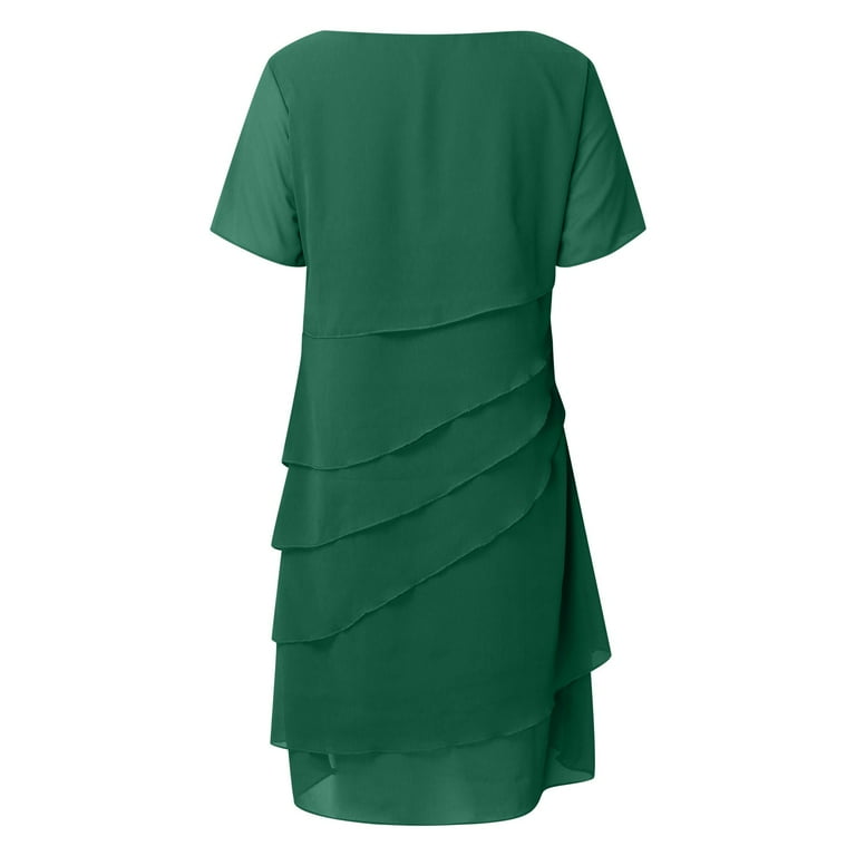 Vacation Outfits for Women Keyhole Dress for Women Womens Work Dresses Long  Dress Casual Winter Extra Small Casual Dresses Maxi Formal Women's Summer  Patchwork Chiffon Round Neck Short Green XXL
