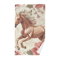 Bath Towels Cotton Face Towel Soft Absorbent Quick Dry for Bathroom 16"x28" Running Horse and Rose