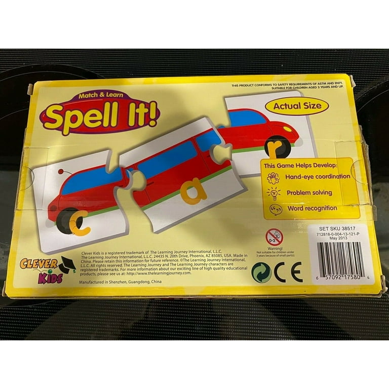 Clever Kids Match/Learn Spell It! 20 Pairs Hand-Eye Coordination 