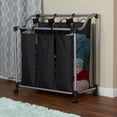 thumbnail image 3 of Household Essentials Triple Laundry Sorter with Wheels, Tapered Metal Frame, Removable Polyester Bags, Ventilated, Smooth Rolling Casters, Great for Sorting Laundry, 3 of 9