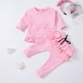 thumbnail image 2 of Ropa Para Niñas Pequeñas, Atuendo Para Niños Pequeños, Bolsillo De Encaje Para Niños, Blusas Con Lazo Sólido, Pantalones Con Volantes, Conjunto De Trajes Rosa Odeerbi LM103-783, 2 of 9