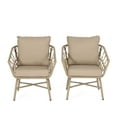 thumbnail image 2 of Montserrat Wicker Outdoor Club Chairs with Cushions, Set of 2, Light Brown and Beige, 2 of 9