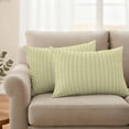 thumbnail image 2 of Yellow Striped Outdoor Waterproof Pillow Covers, Modern Simple Farmhouse Beige Vintage Decorative Rectangle Throw Pillowcase Sofa Cushion Sham for Patio/Couch/Chair, 20"x12" 2 Pack, 2 of 8
