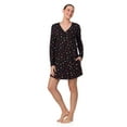 thumbnail image 3 of Aria Women’s Even Cozier Jersey 34” Long Sleeve Henley Sleepshirt, Sizes XS-4X, 3 of 8