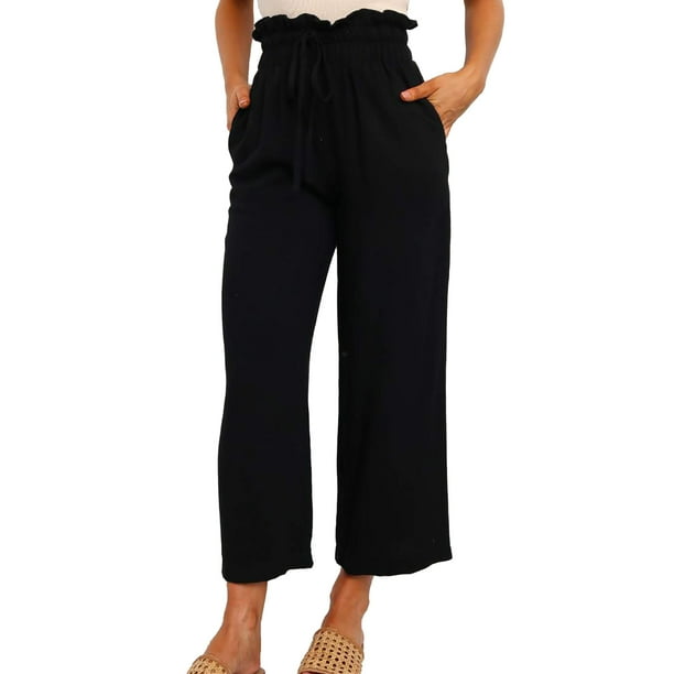 Pantalones de lino sueltos informales, pantalones de lino para mujer, pantalones de lino con cordón, pantalones de lino de pierna ancha, pantalones de lino de cintura alta, confiables y duraderos