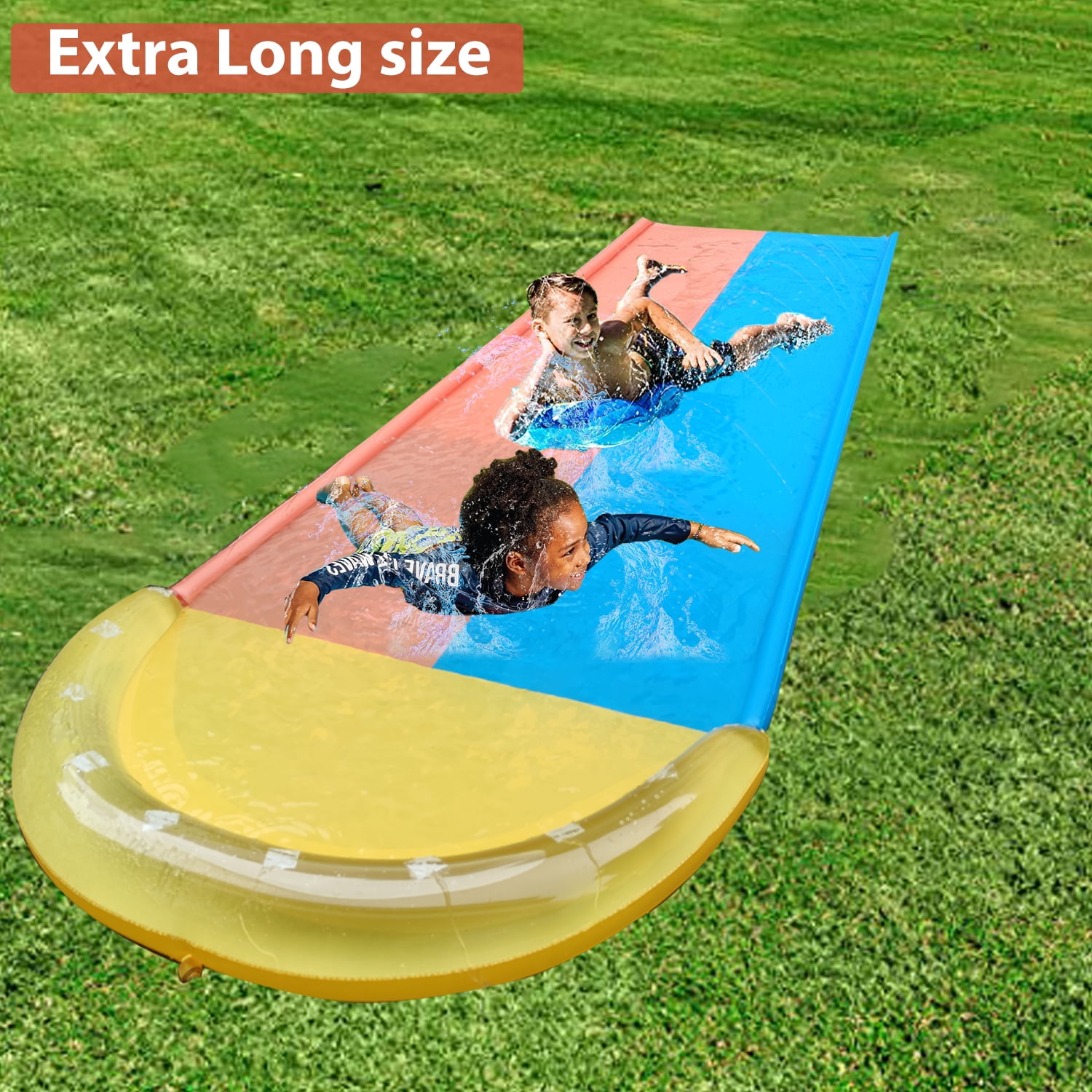 DimpleChild Kids Lawn Water Slide with 2 Body Boards, PVC, 16 ft x 5 ft