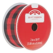 Holiday Time Red and Black Plaid Ribbon, 2" x 30'