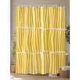 thumbnail image 4 of Yellow Striped Long Shower Curtain Set, Waterproof Shower Curtains for Bathroom, Modern Geometric Abstract Retro Washable Fabric Cloth Bath Curtain for Bathtub Decoration with Hooks 72x84 Inches, 4 of 6